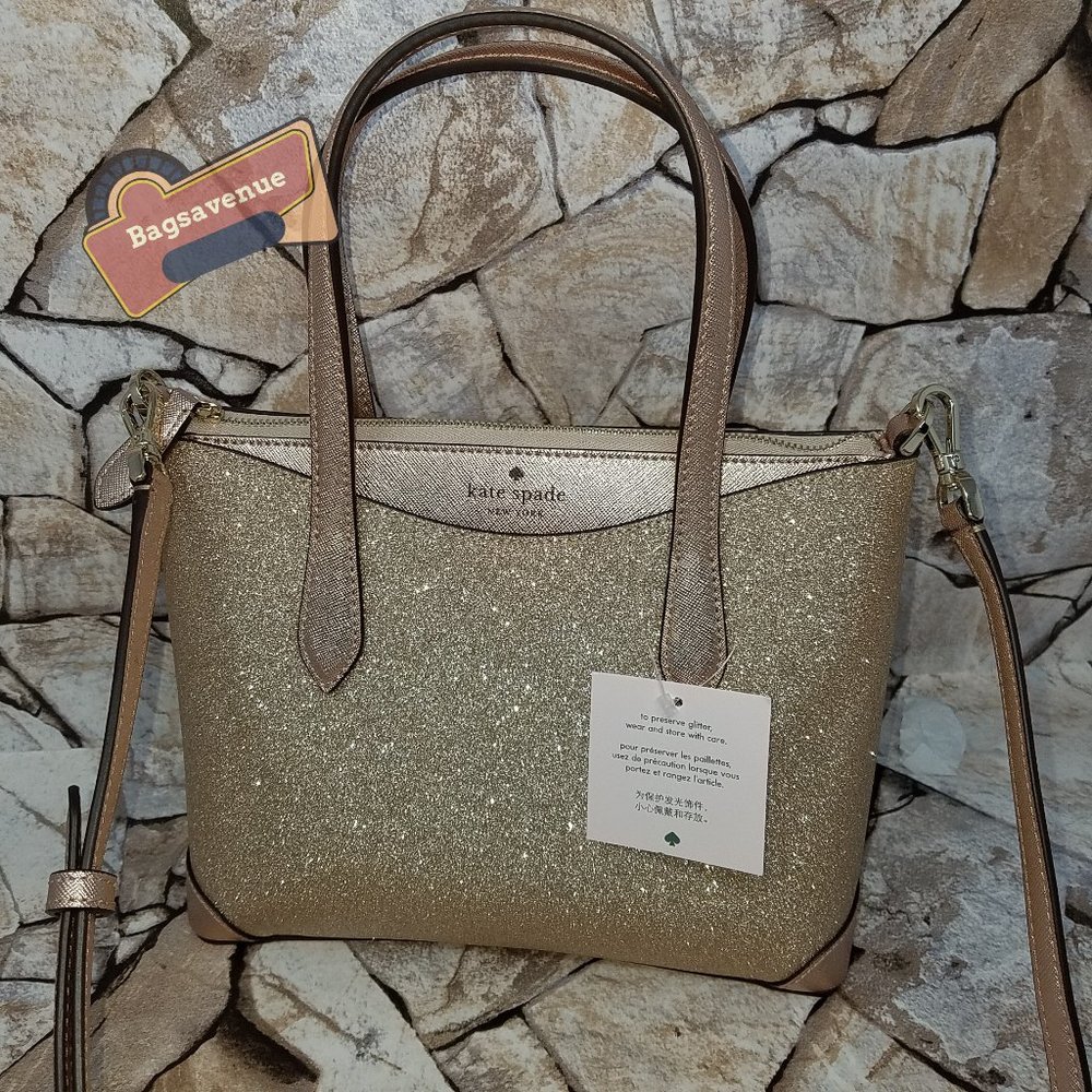 Lola Joeley Shimmy Glitter Lola Satchel Crossbody Rose Gold Small Kate Spade - Picture 4 of 14